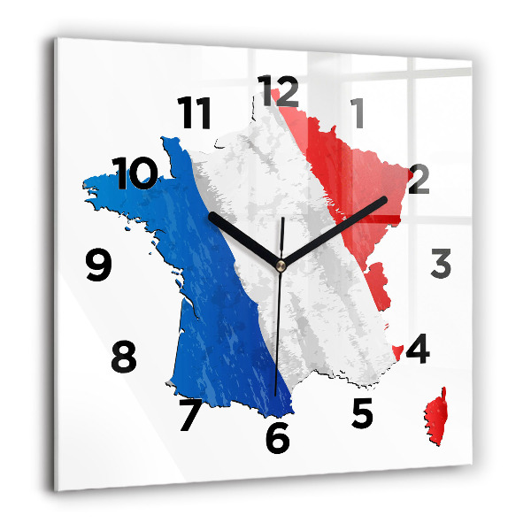 Square glass wall clock Flag of France