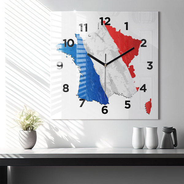 Square glass wall clock Flag of France