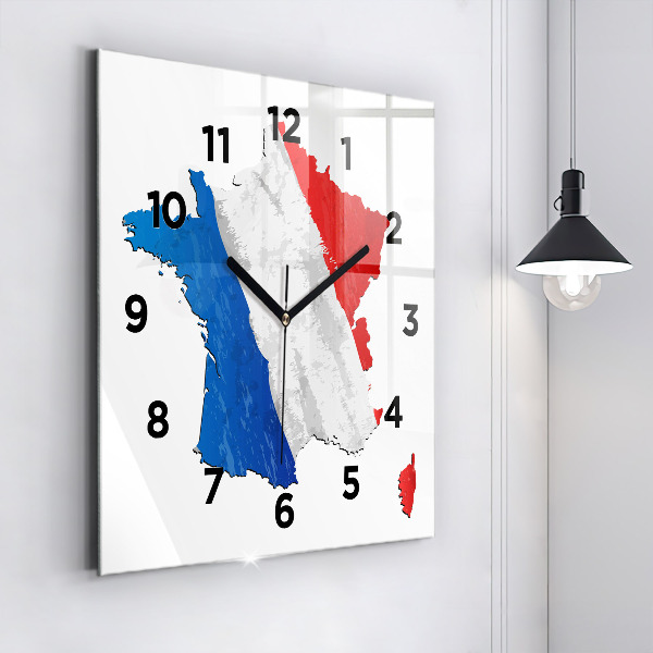 Square glass wall clock Flag of France