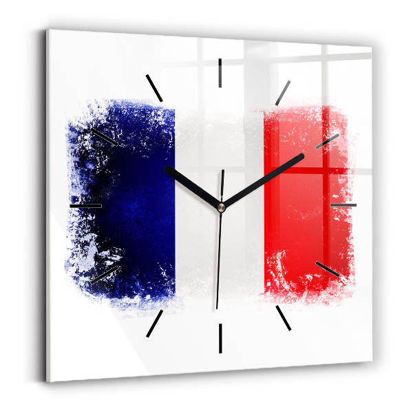 Square glass wall clock Flag of France