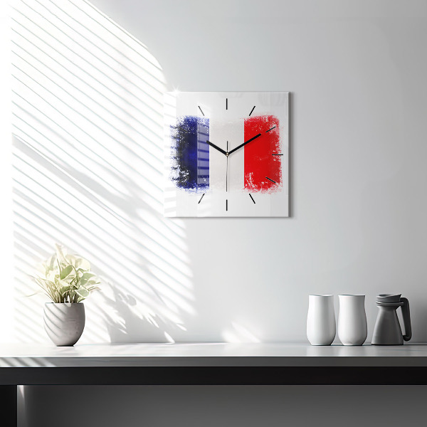 Square glass wall clock Flag of France