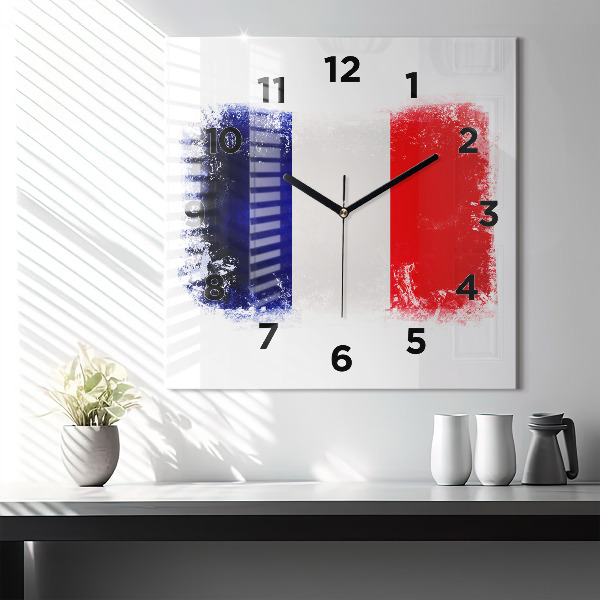 Square glass wall clock Flag of France