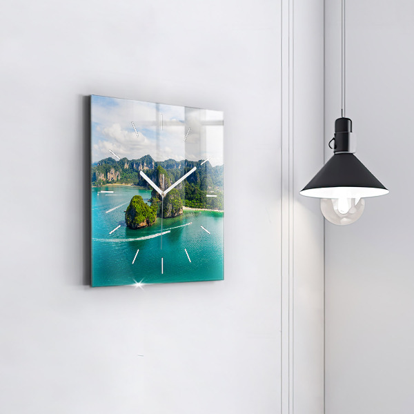 Square glass wall clock Island in Thailand