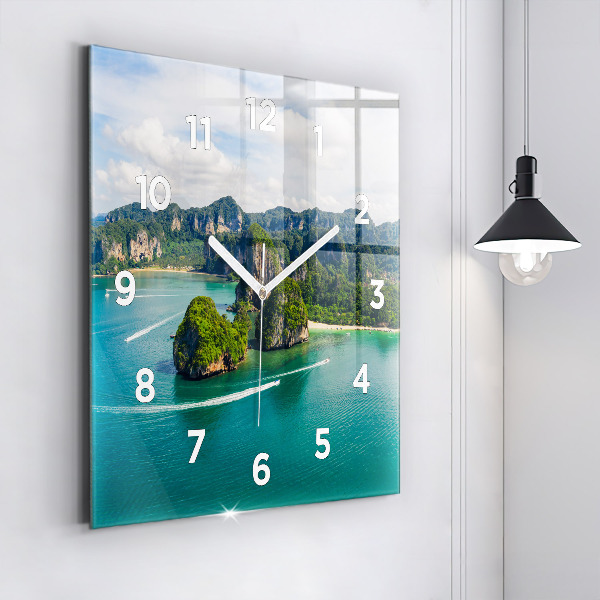 Square glass wall clock Island in Thailand