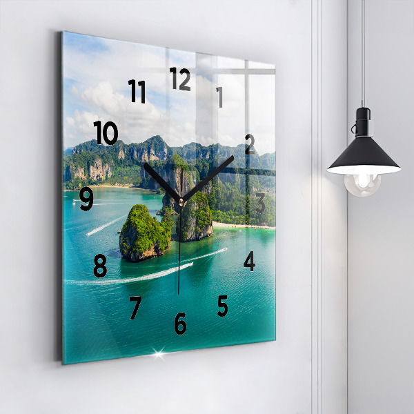 Square glass wall clock Island in Thailand