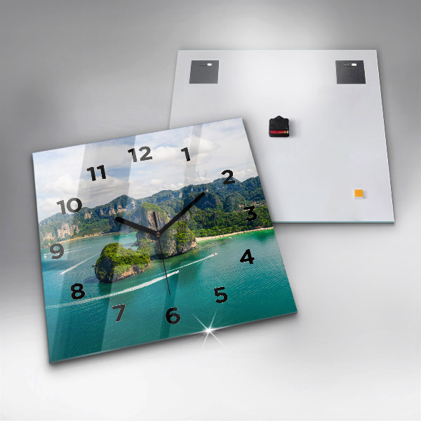 Square glass wall clock Island in Thailand