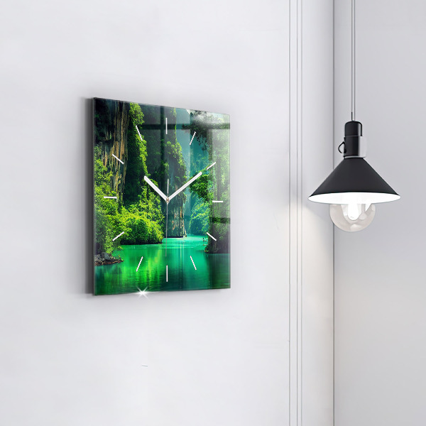 Square glass wall clock Thailand's natural landscape