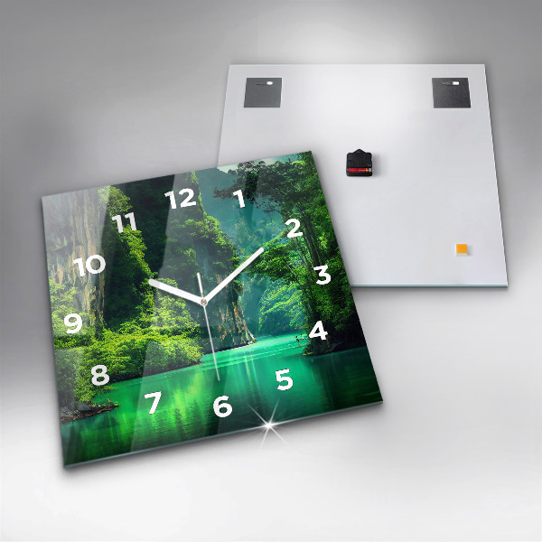 Square glass wall clock Thailand's natural landscape