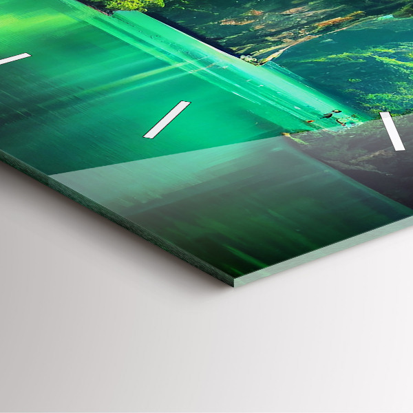 Square glass wall clock Thailand's natural landscape