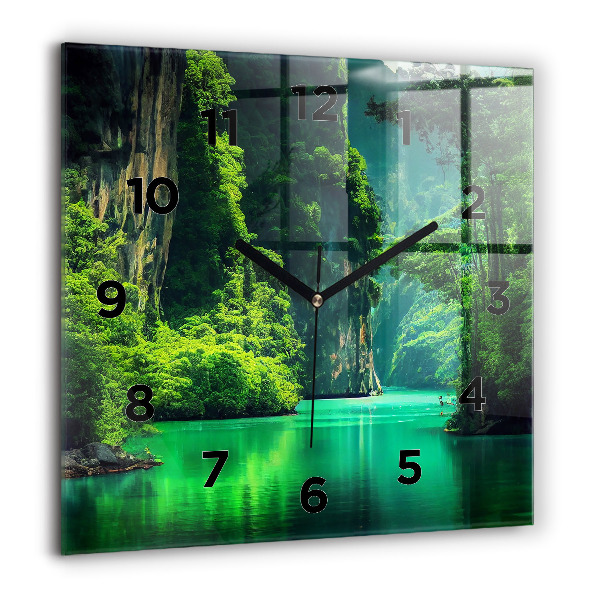 Square glass wall clock Thailand's natural landscape
