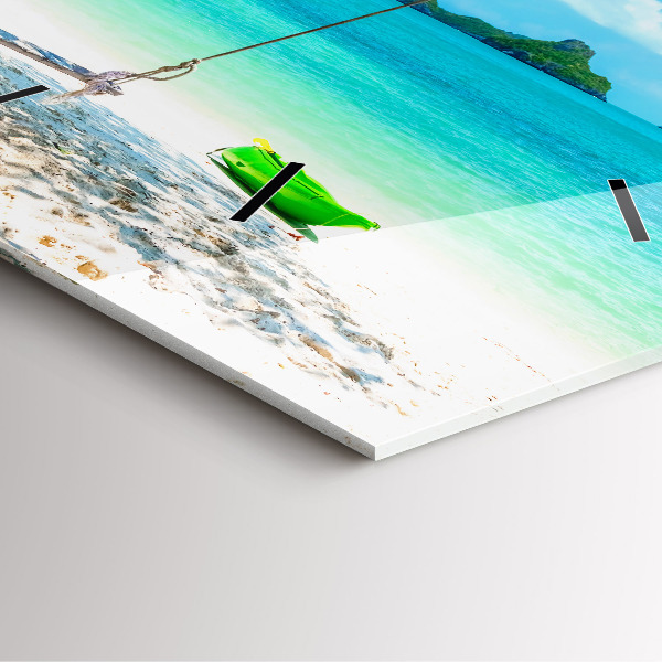Square glass wall clock Sunny island Thailand