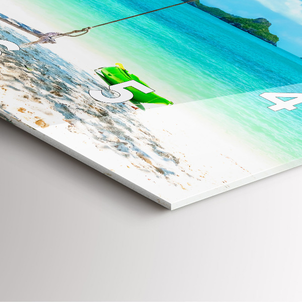 Square glass wall clock Sunny island Thailand