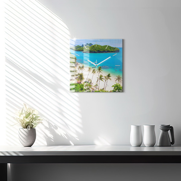 Square glass wall clock National Park Thailand