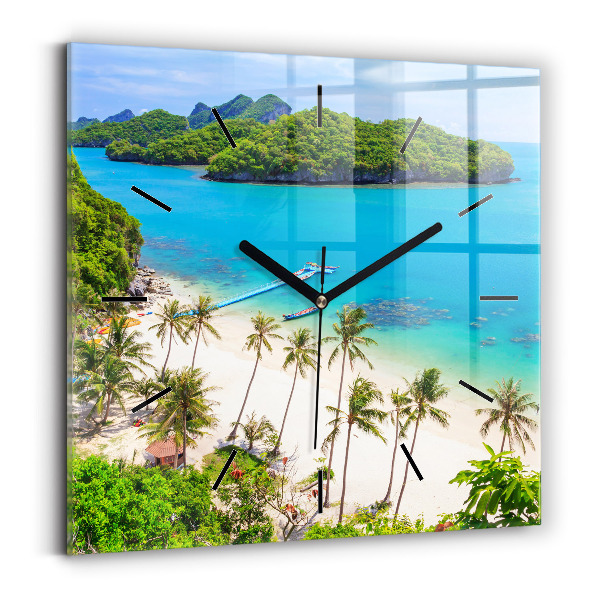Square glass wall clock National Park Thailand