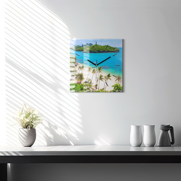 Square glass wall clock National Park Thailand