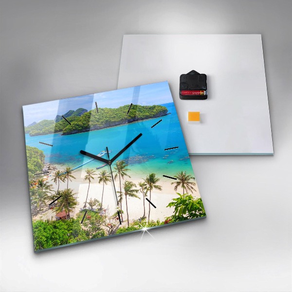 Square glass wall clock National Park Thailand