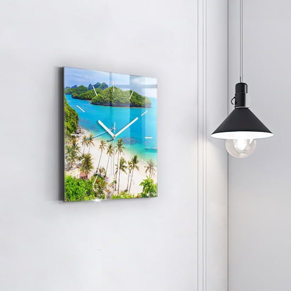 Square glass wall clock National Park Thailand