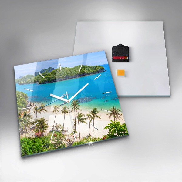 Square glass wall clock National Park Thailand