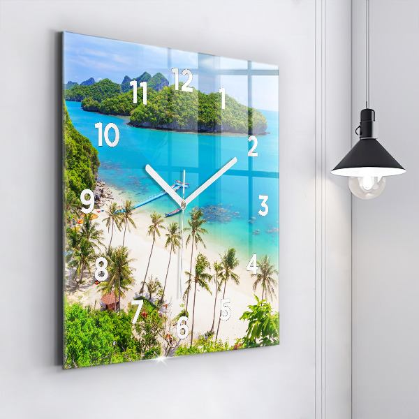 Square glass wall clock National Park Thailand