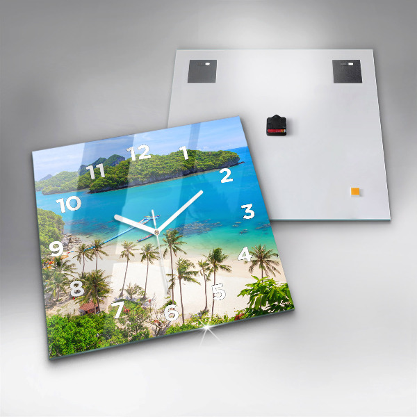 Square glass wall clock National Park Thailand