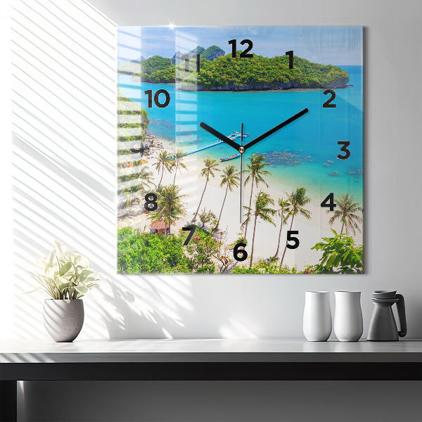 Square glass wall clock National Park Thailand