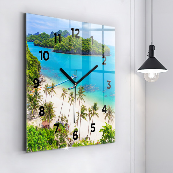 Square glass wall clock National Park Thailand