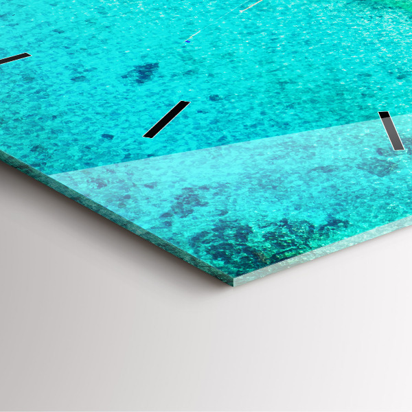 Square glass wall clock Tropical beach Koh Tao