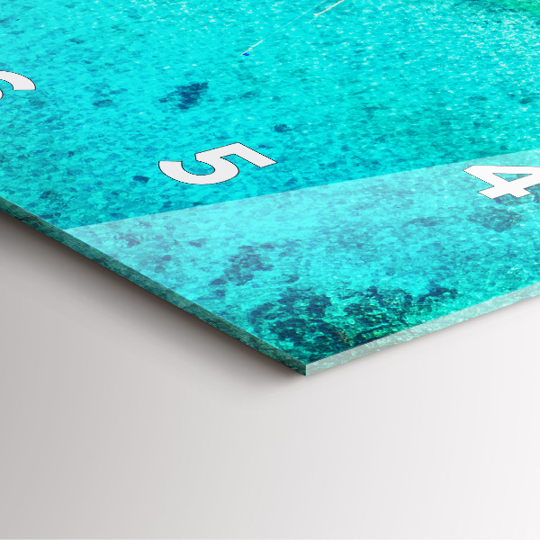 Square glass wall clock Tropical beach Koh Tao