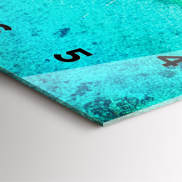 Square glass wall clock Tropical beach Koh Tao