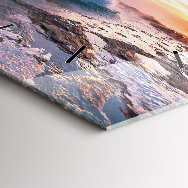 Square glass wall clock Geyser on the island of Iceland