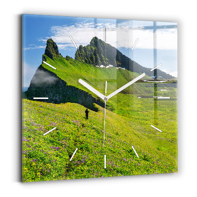 Square glass wall clock Hornstrandir Reserve Iceland