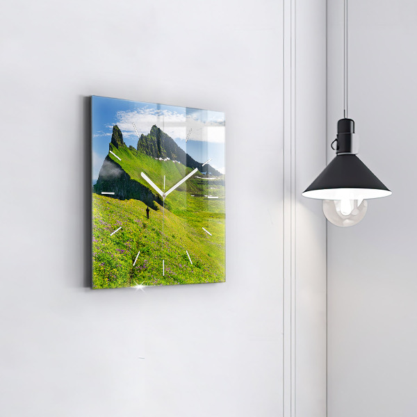 Square glass wall clock Hornstrandir Reserve Iceland