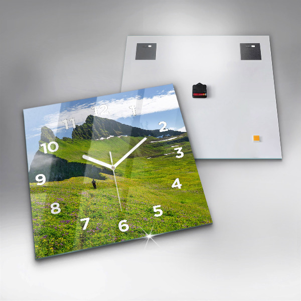 Square glass wall clock Hornstrandir Reserve Iceland
