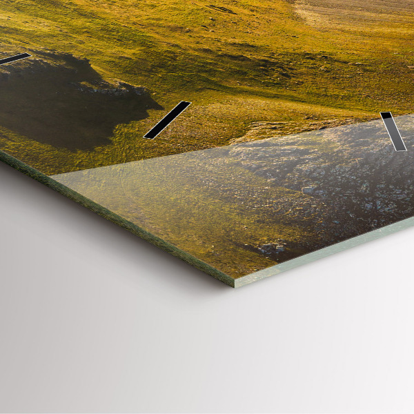 Square glass wall clock Road in Iceland