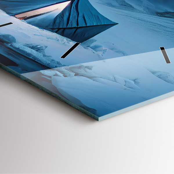 Square glass wall clock Tent in the mountains of Iceland