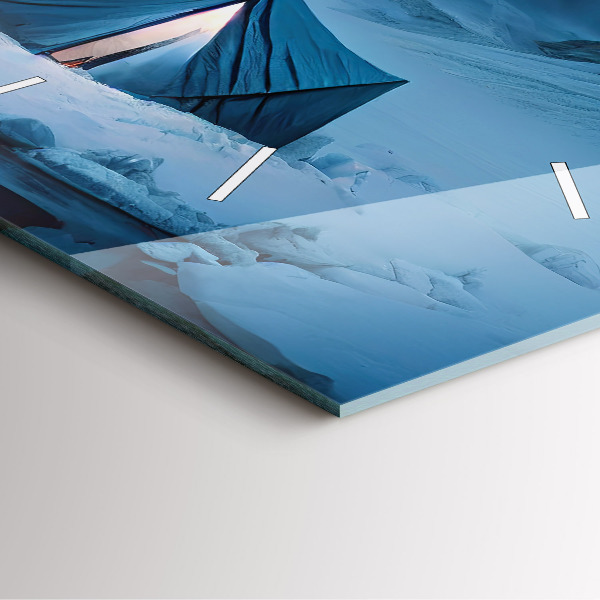 Square glass wall clock Tent in the mountains of Iceland