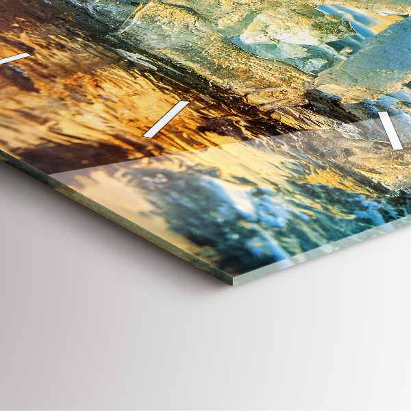 Square glass wall clock Iceberg and sunrise