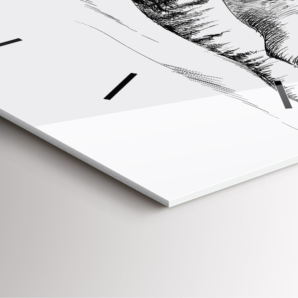 Square glass wall clock Drawn mountains