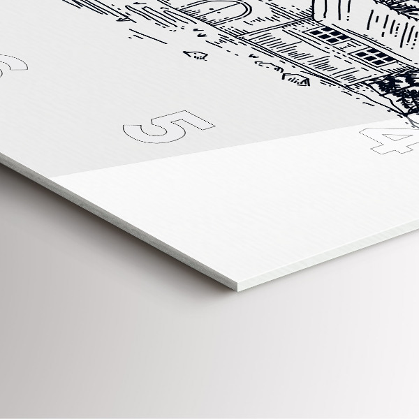 Square glass wall clock Cartoon town