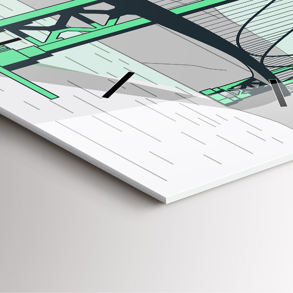 Square glass wall clock Green Bridge