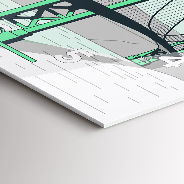 Square glass wall clock Green Bridge