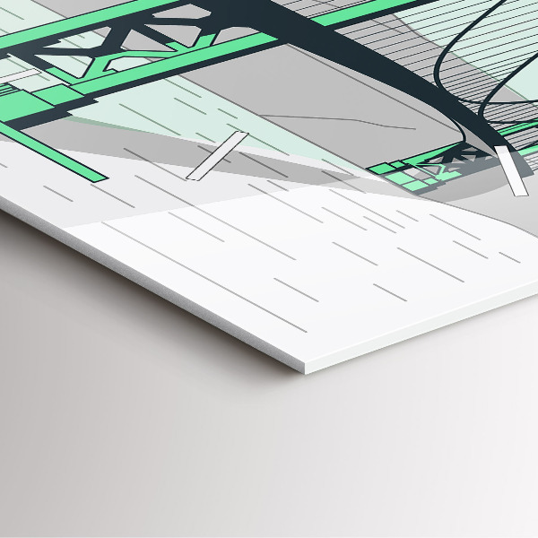 Square glass wall clock Green Bridge