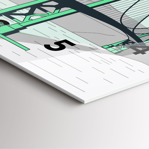 Square glass wall clock Green Bridge