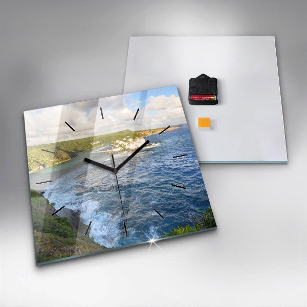 Square glass wall clock Ocean Coast