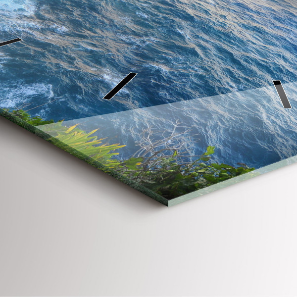 Square glass wall clock Ocean Coast
