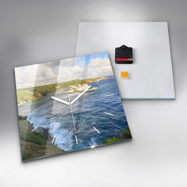 Square glass wall clock Ocean Coast