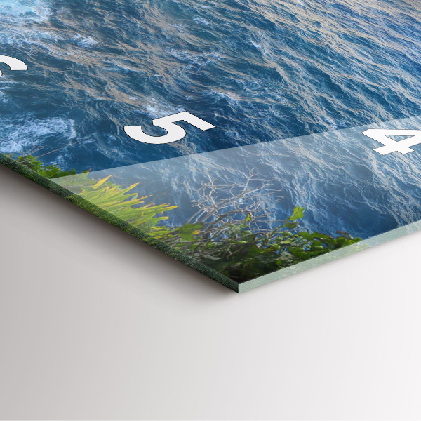 Square glass wall clock Ocean Coast