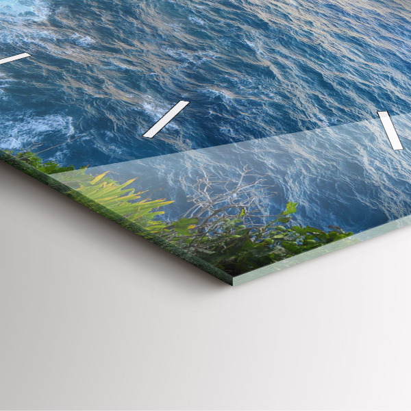 Square glass wall clock Ocean Coast