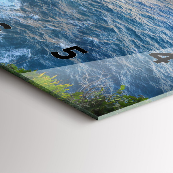 Square glass wall clock Ocean Coast