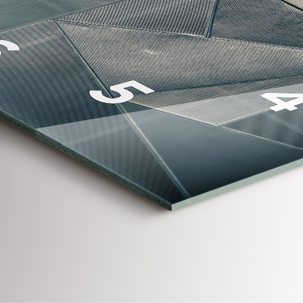 Square glass wall clock Metal abstract triangles